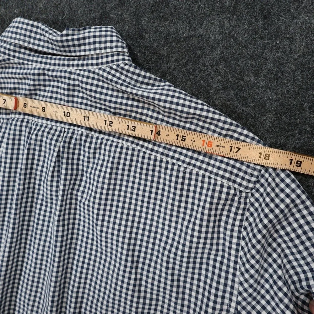 J.Crew Secret Wash Shirt Mens L Navy Excellent Slim Fit Gingham Stretch - Picture 6 of 11